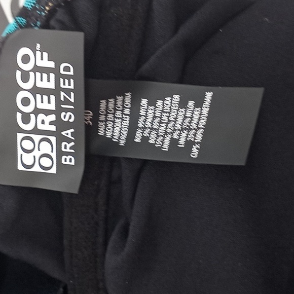 Coco Reef‎ Retro Swirl Current Mesh Layer Underwire Tankini Top Black 34D - Picture 11 of 12